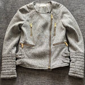 Calvin Klein Bomber Jacket Gray Gold Size XS